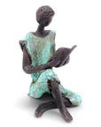Bronze assis à poser 25 cm turquoise n°2