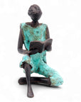 Bronze assis à poser 25 cm turquoise n°12