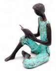 Bronze assis à poser 25 cm turquoise n°12