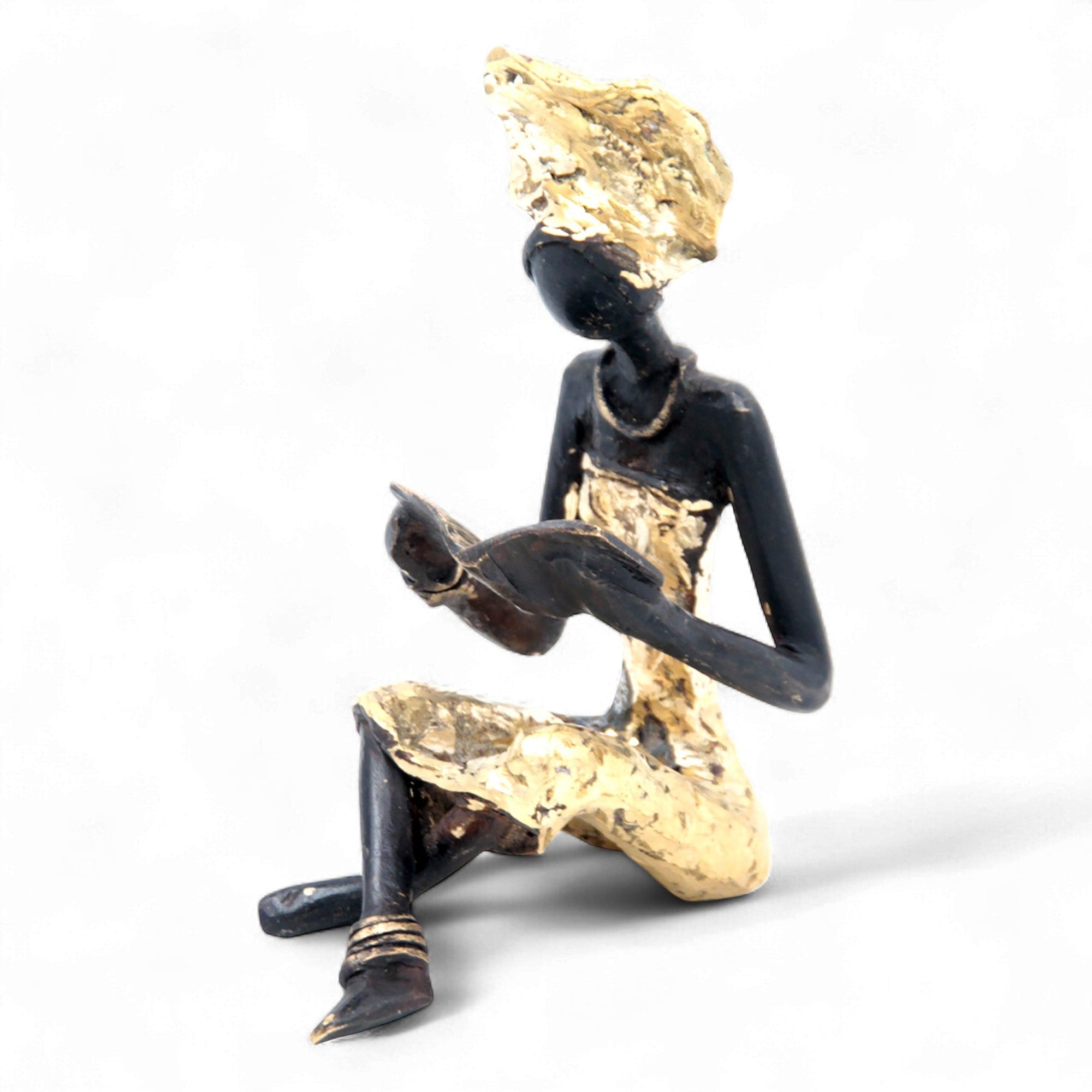 Bronze assis à poser 25 cm doré n°6