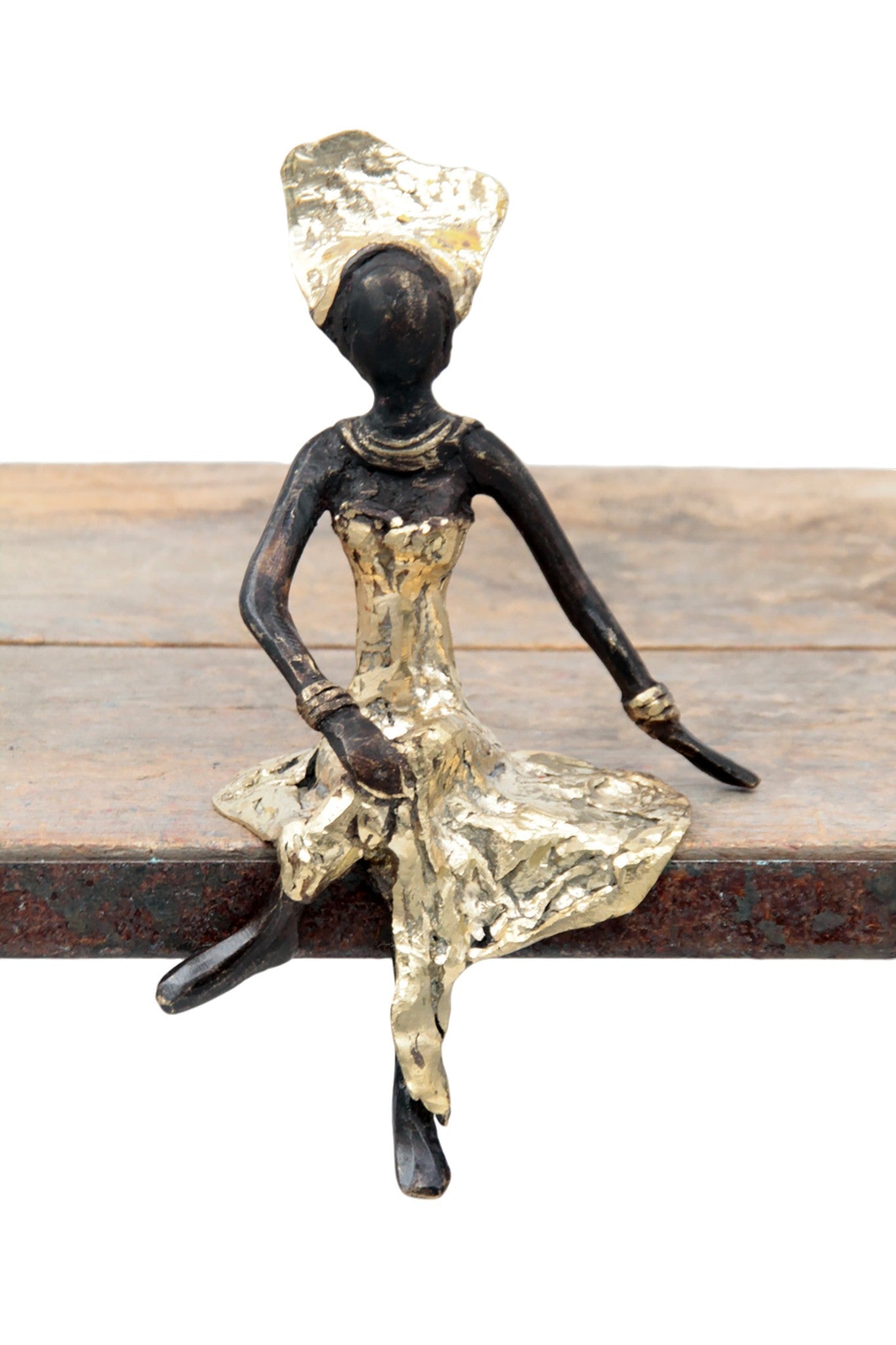 Bronze assis 15 cm doré n°4