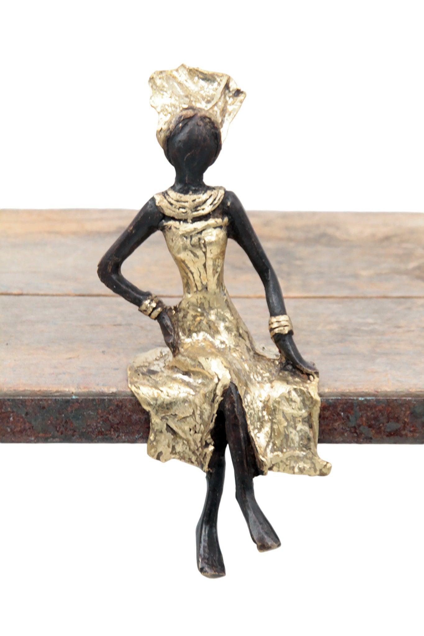 Bronze assis 15 cm doré n°7