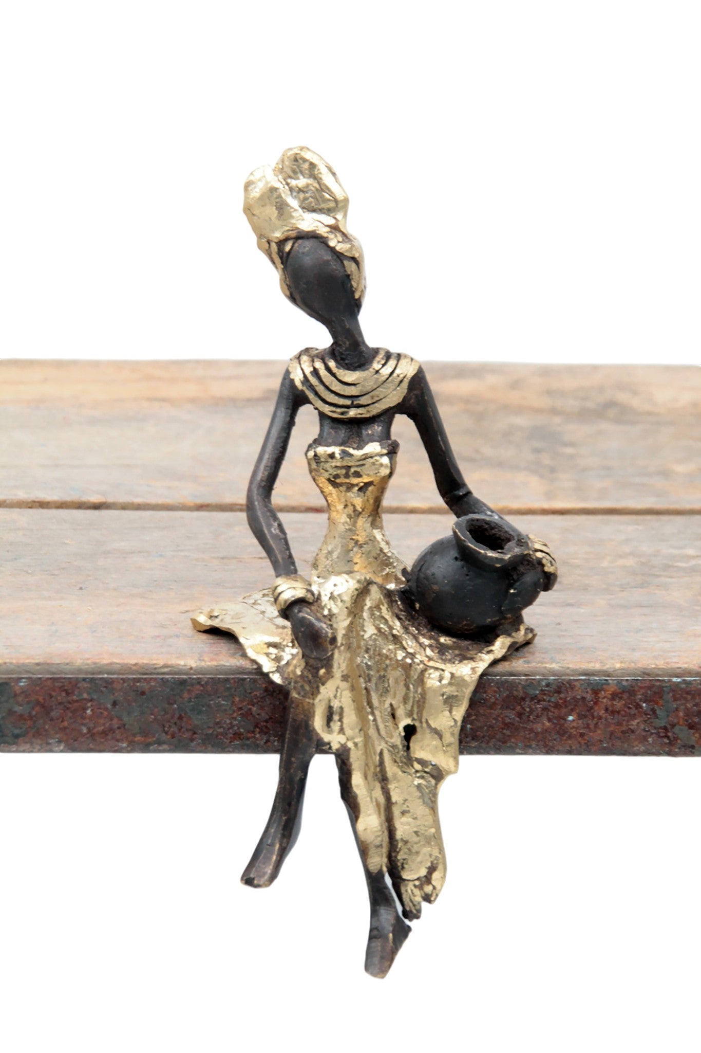 Bronze assis 15 cm doré n°13