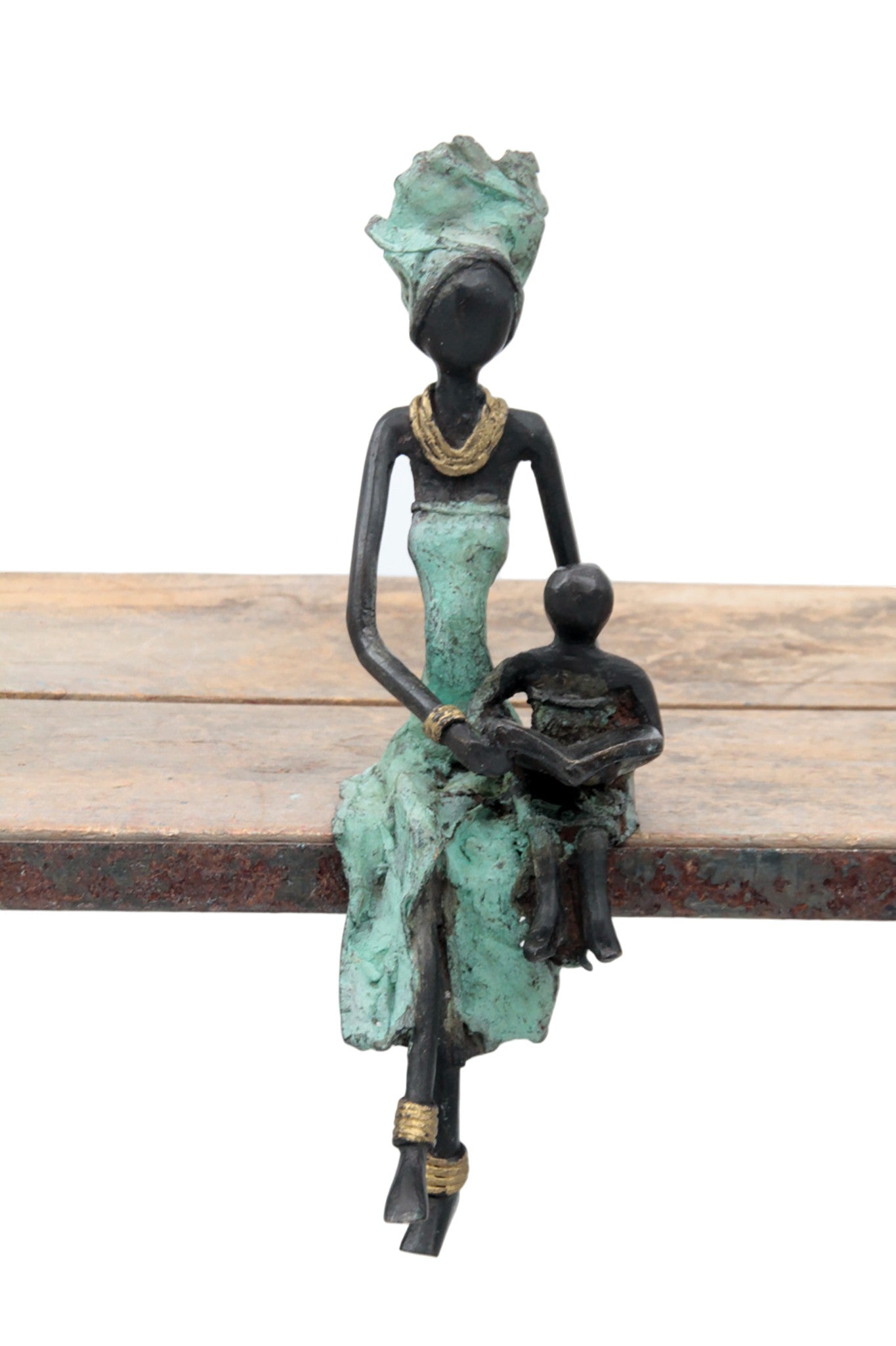 Bronze assis 25 cm turquoise n°6