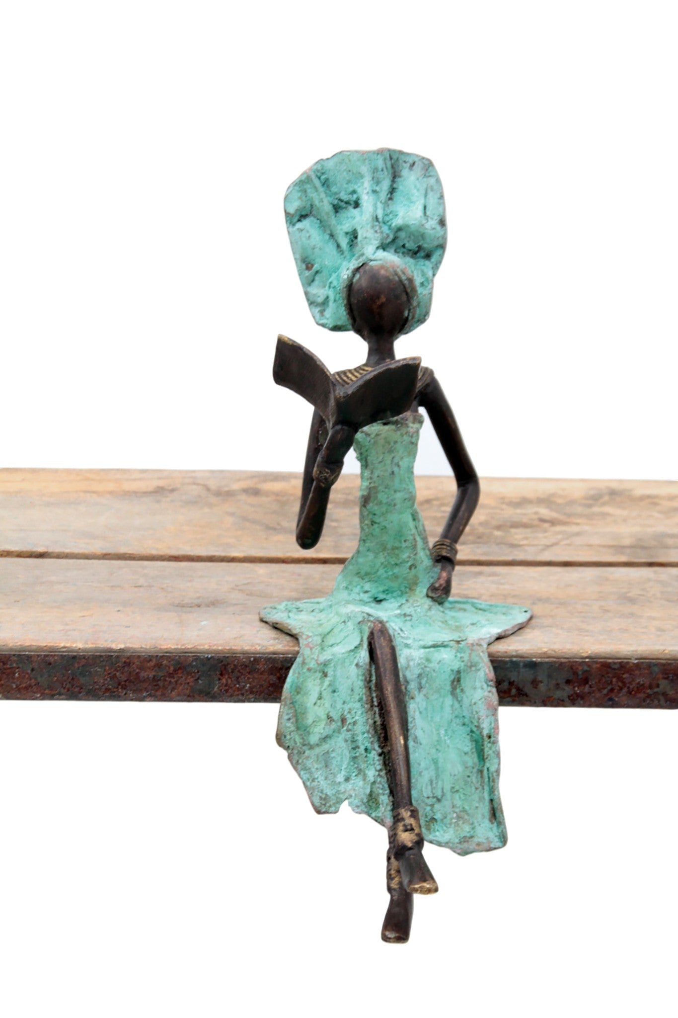 Bronze assis 25 cm turquoise n°13