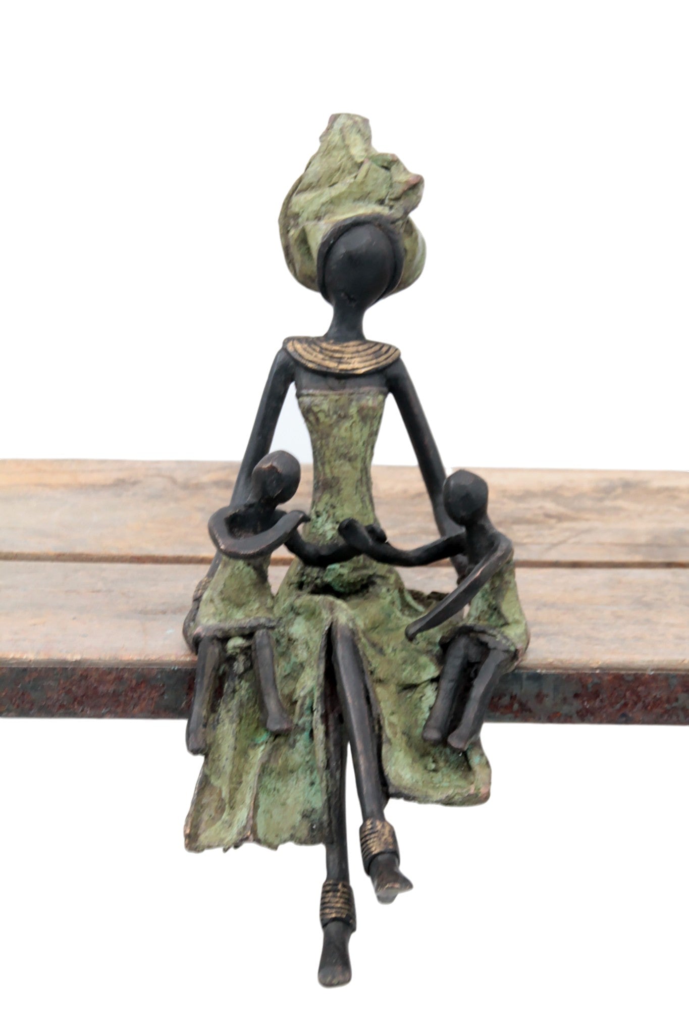 Bronze assis 25 cm vert n°4