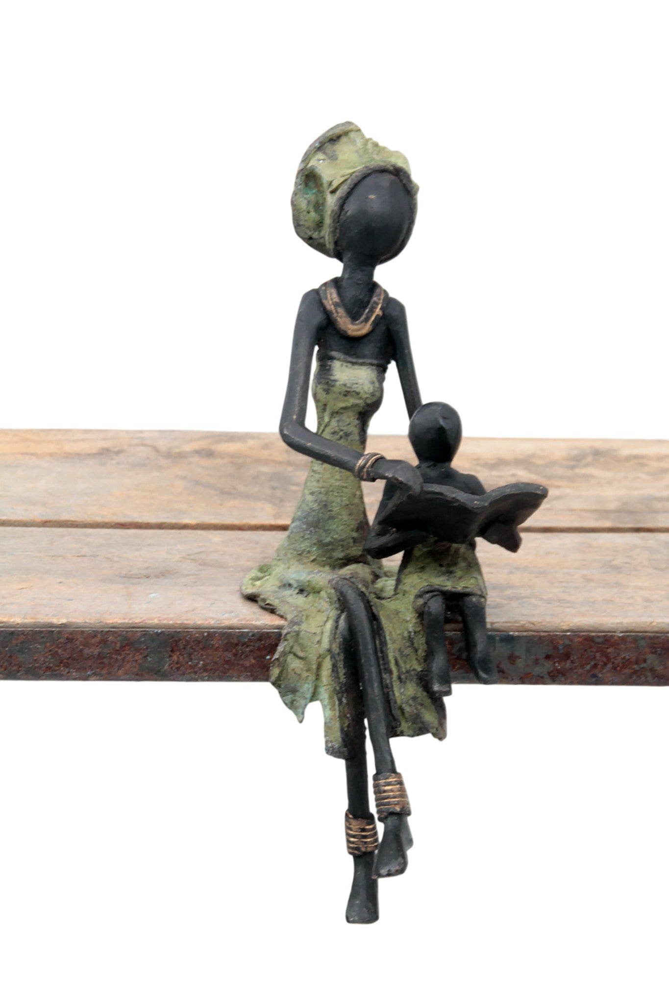 Bronze assis 25 cm vert n°7