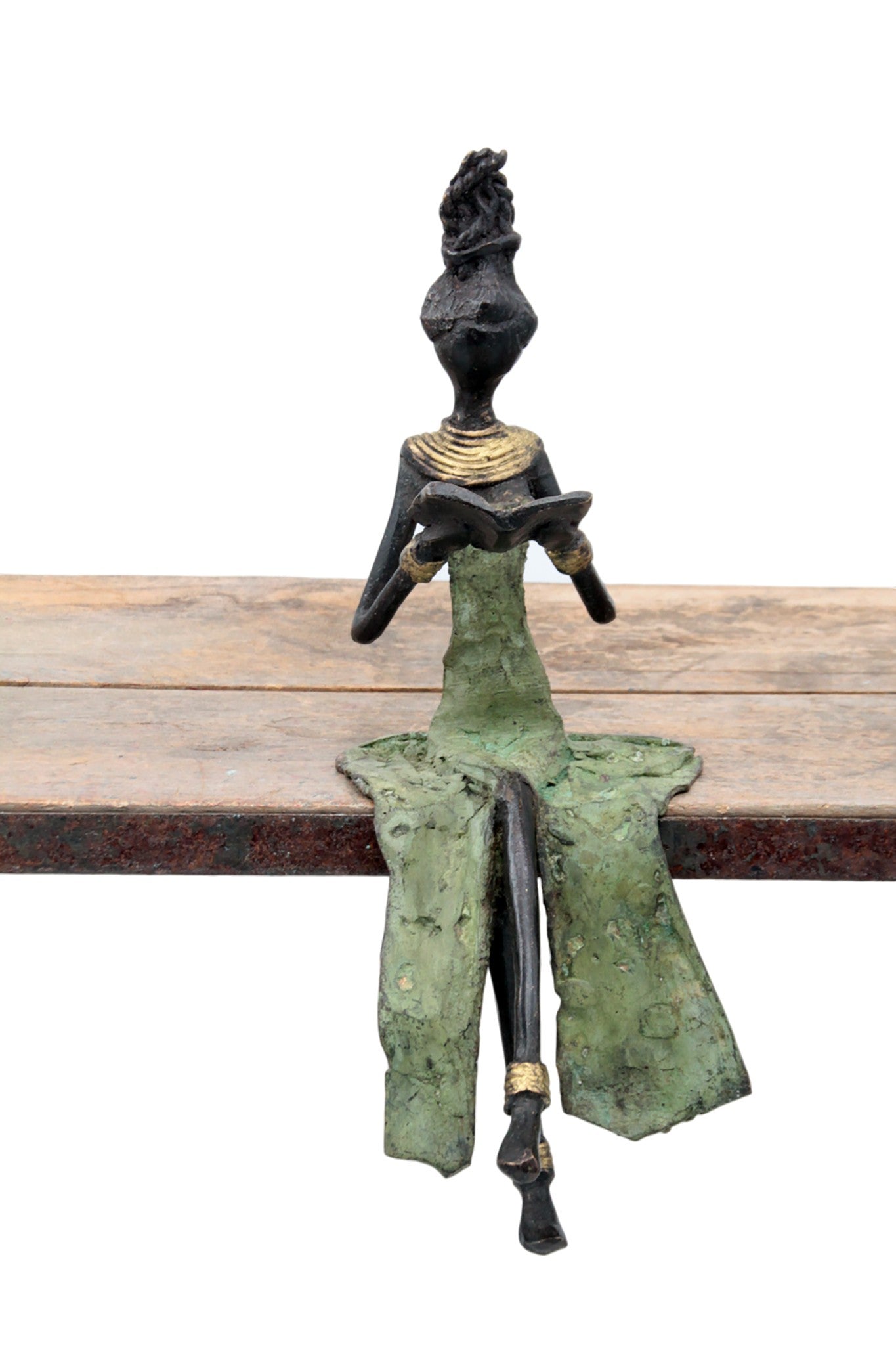 Bronze assis 25 cm vert n°19