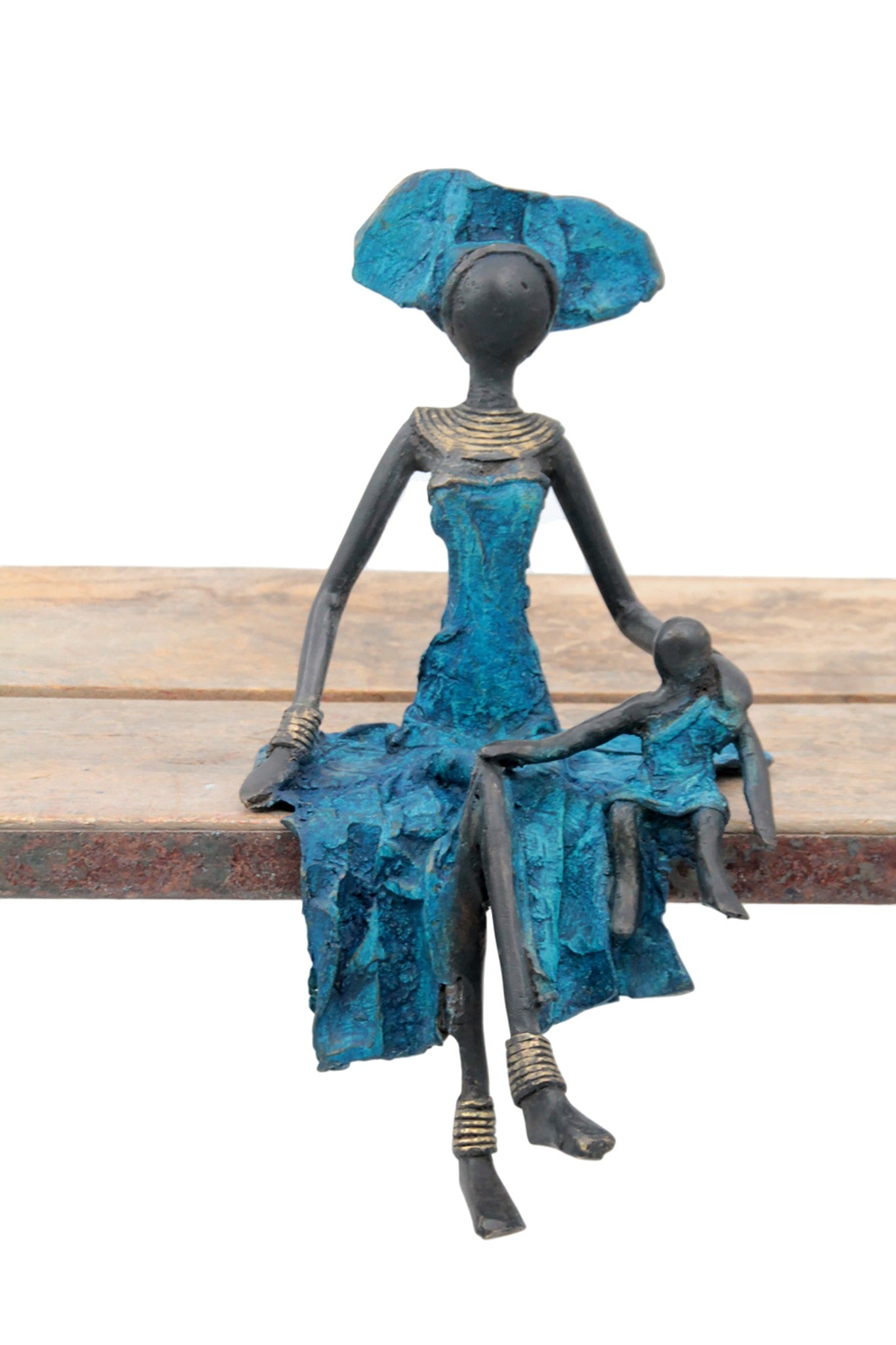 Bronze assis 25 cm bleu n°2