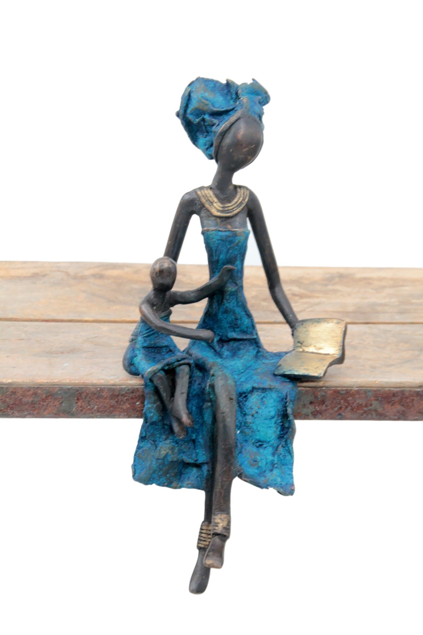 Bronze assis 25 cm bleu n°4