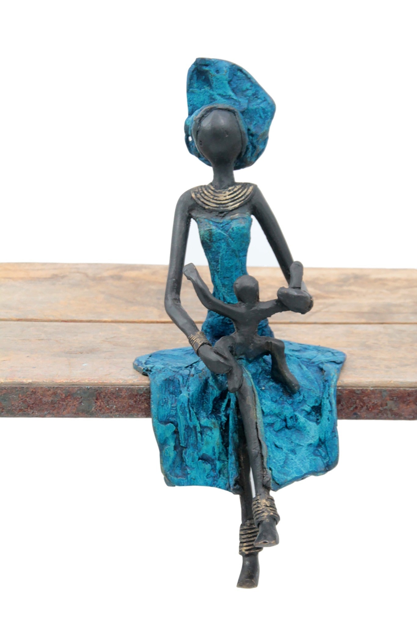 Bronze assis 25 cm bleu n°9