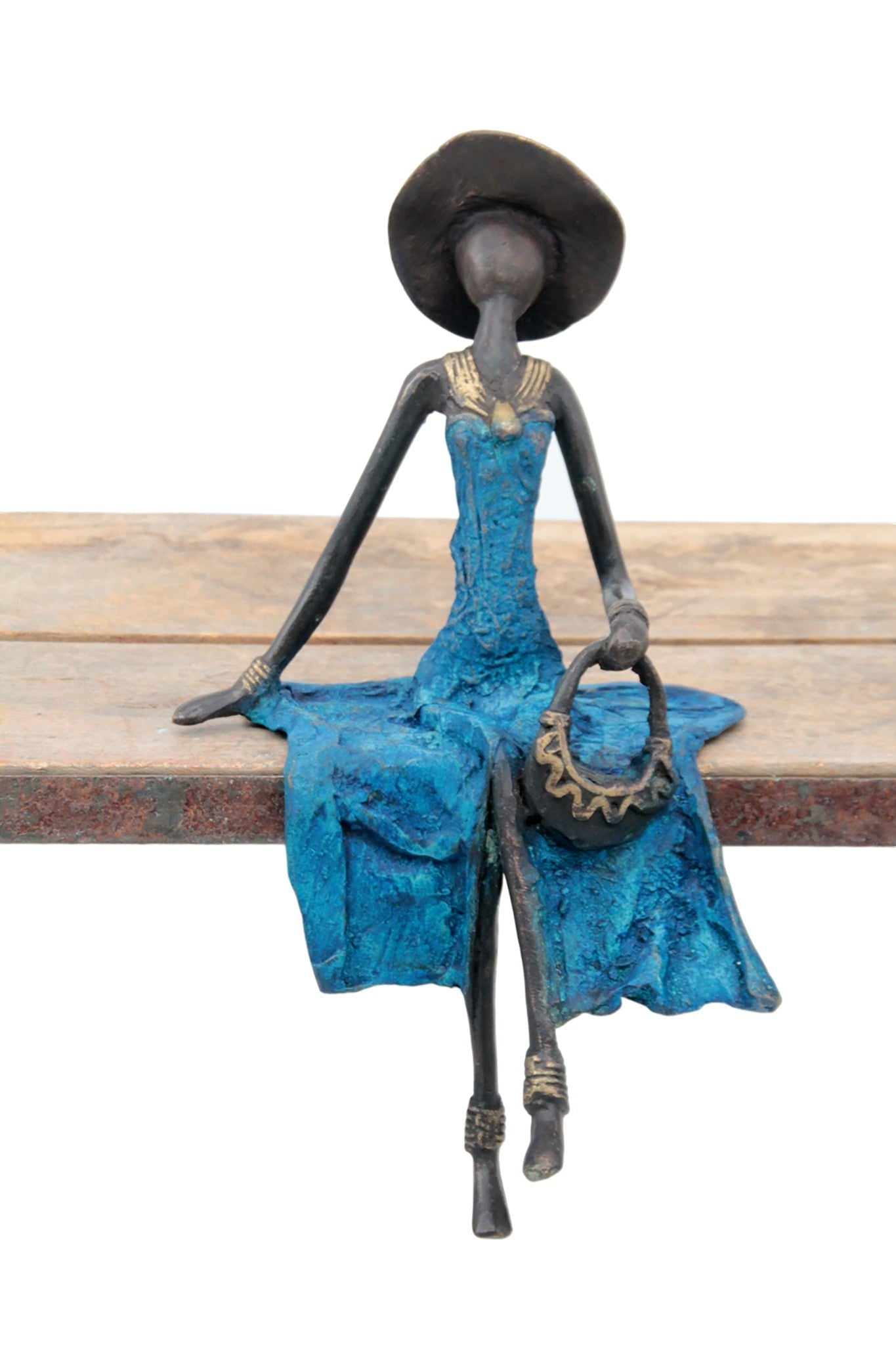 Bronze assis 25 cm bleu n°10