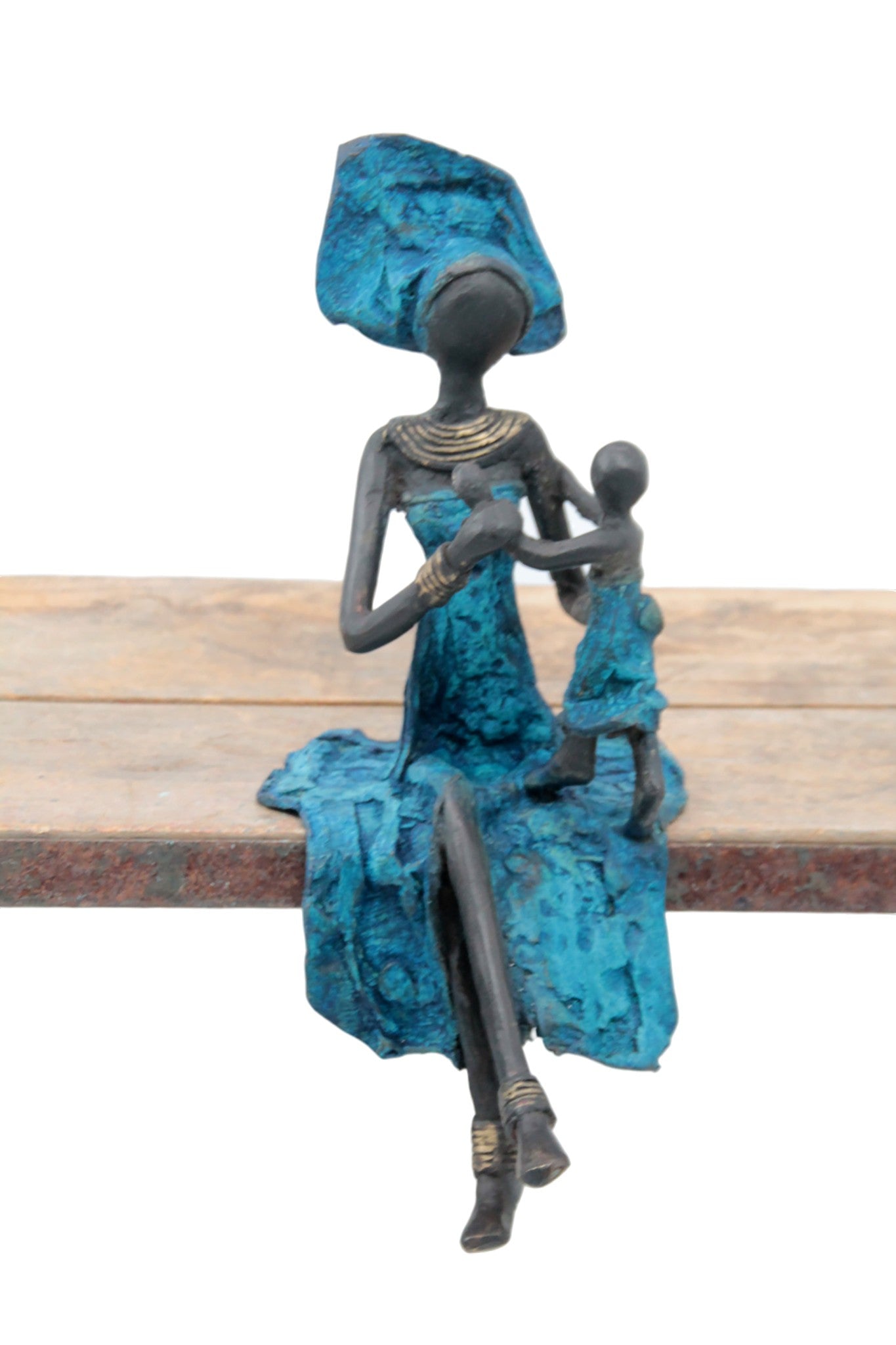 Bronze assis 25 cm bleu n°13