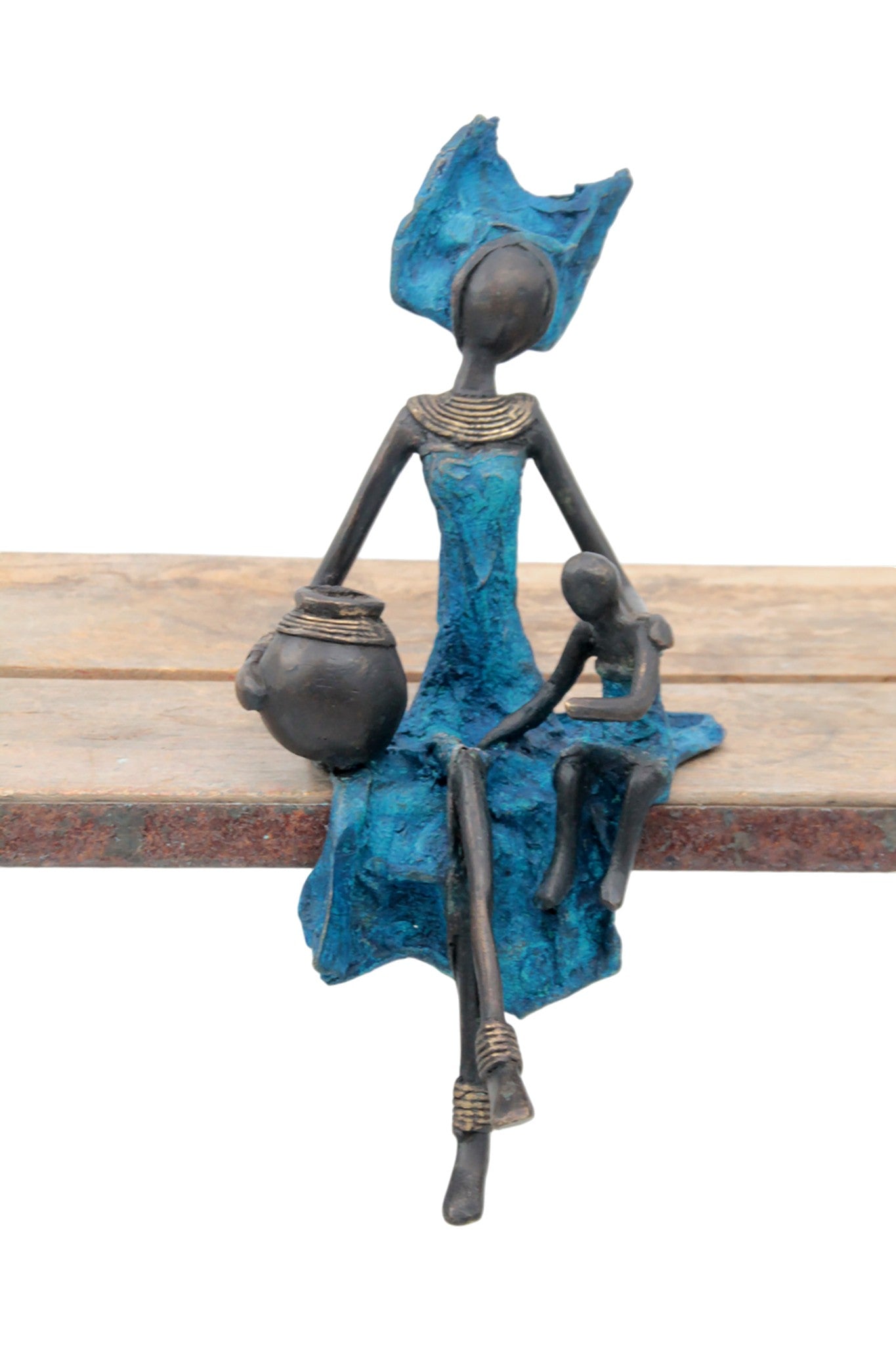 Bronze assis 25 cm bleu n°14