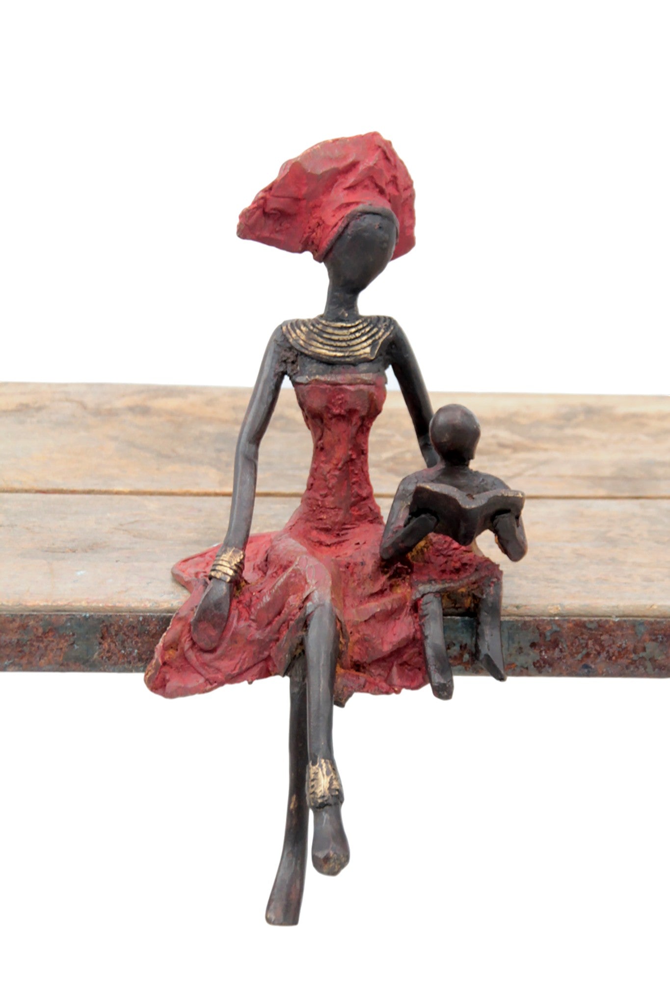 Bronze assis 20 cm rouge n°2