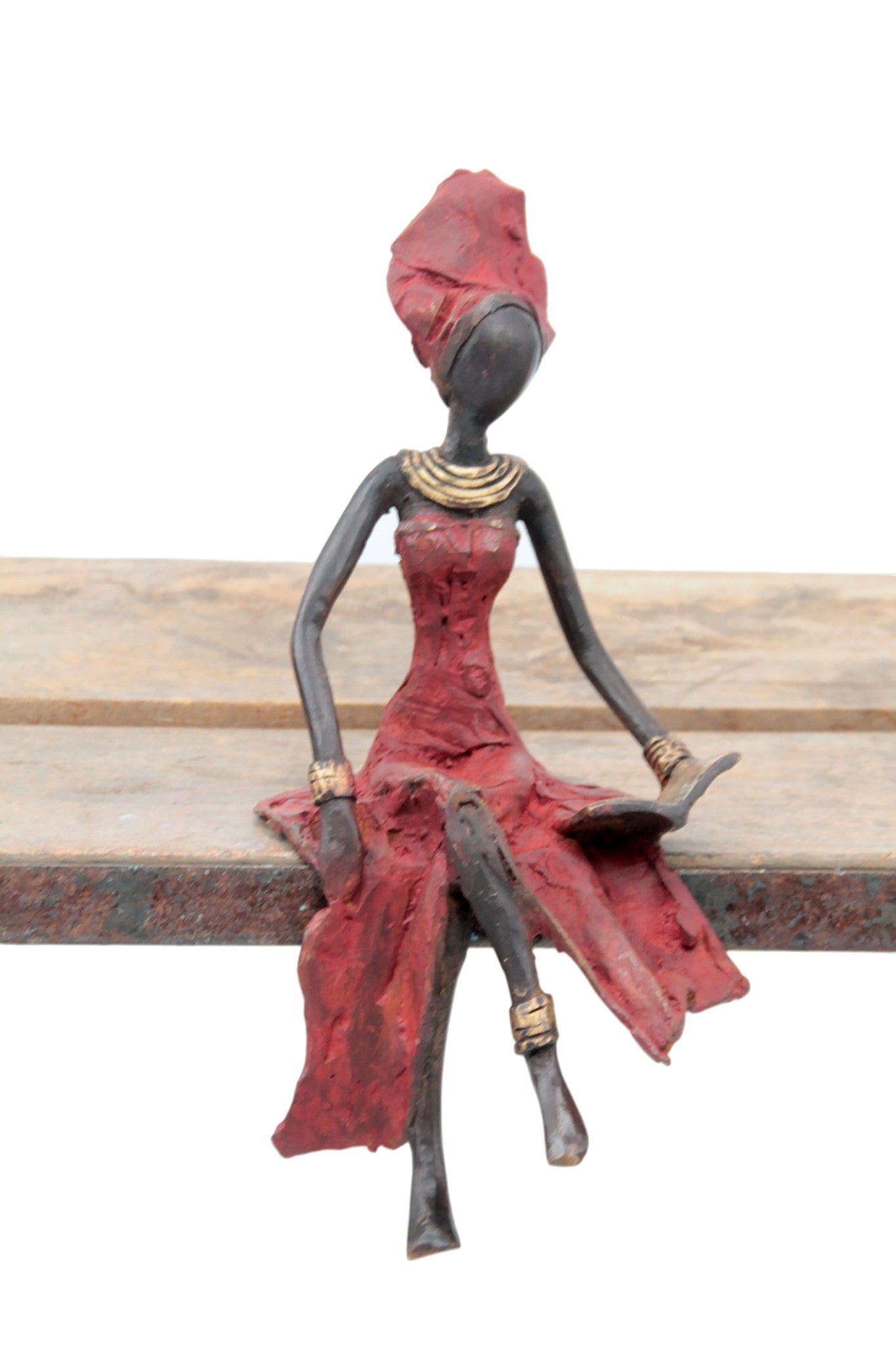 Bronze assis 20 cm rouge n°6