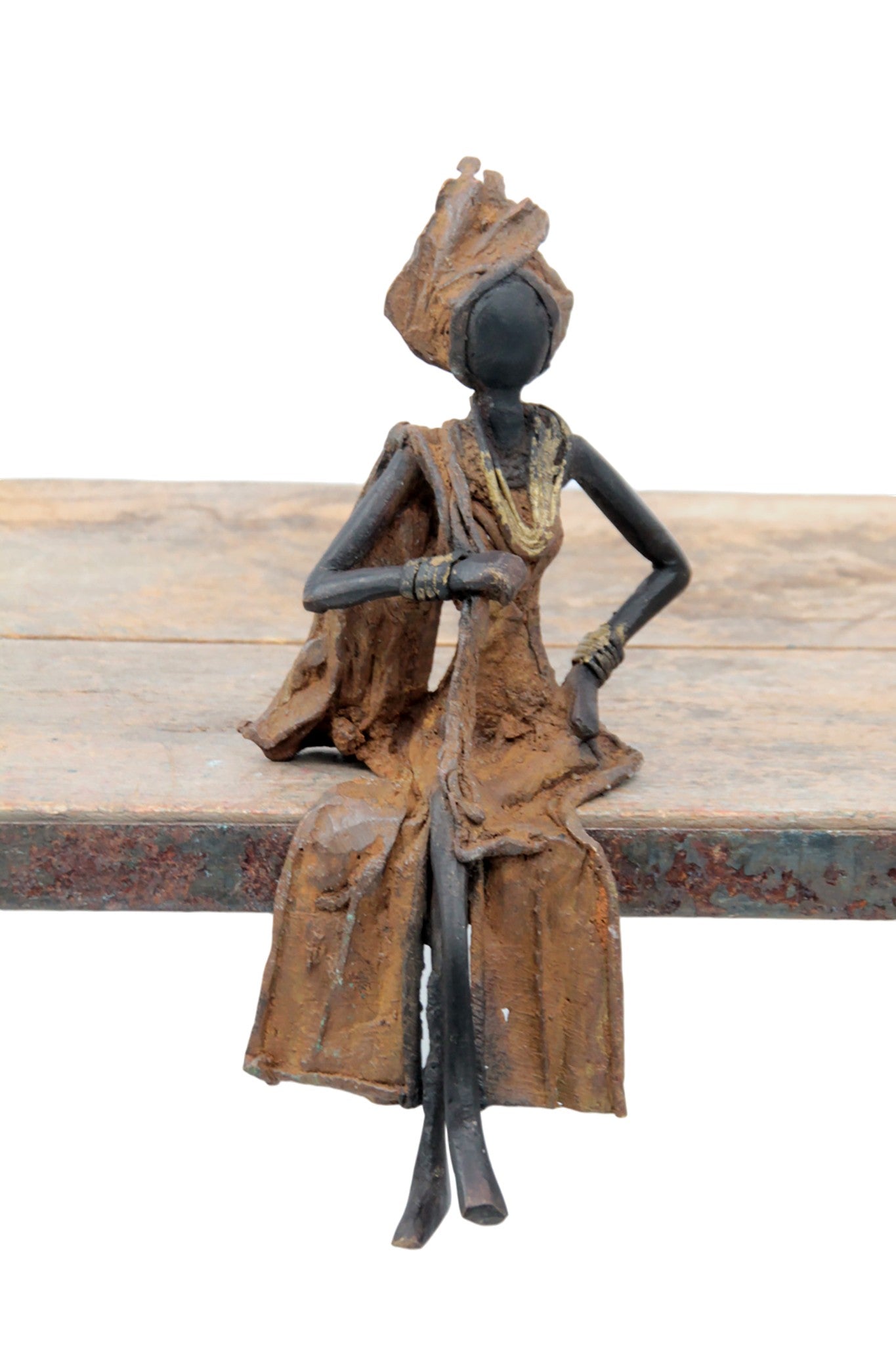 Bronze assis 20 cm marron n°1