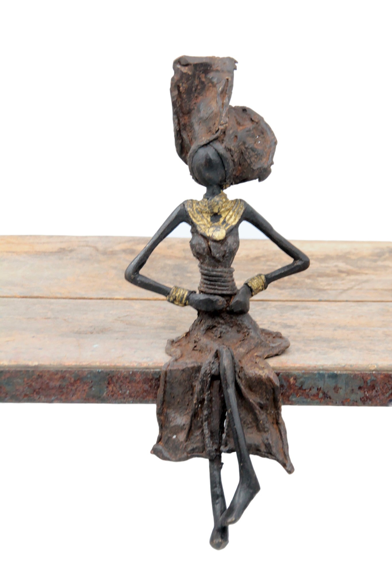 Bronze assis 20 cm marron n°2