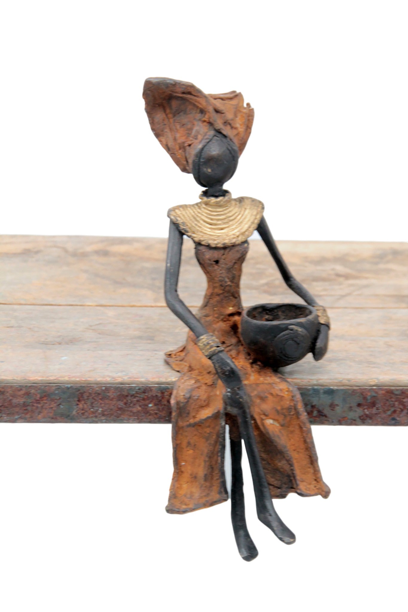 Bronze assis 20 cm marron n°10