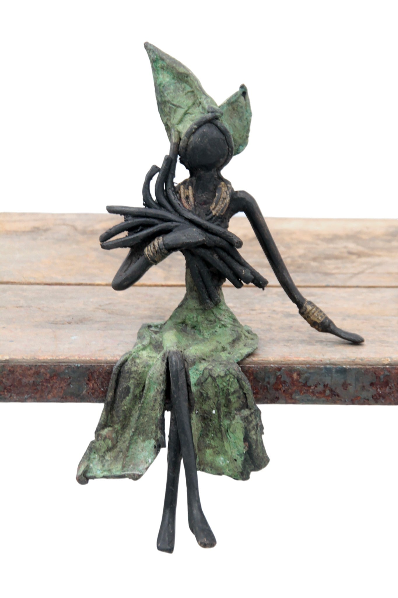 Bronze assis 20 cm vert n°7