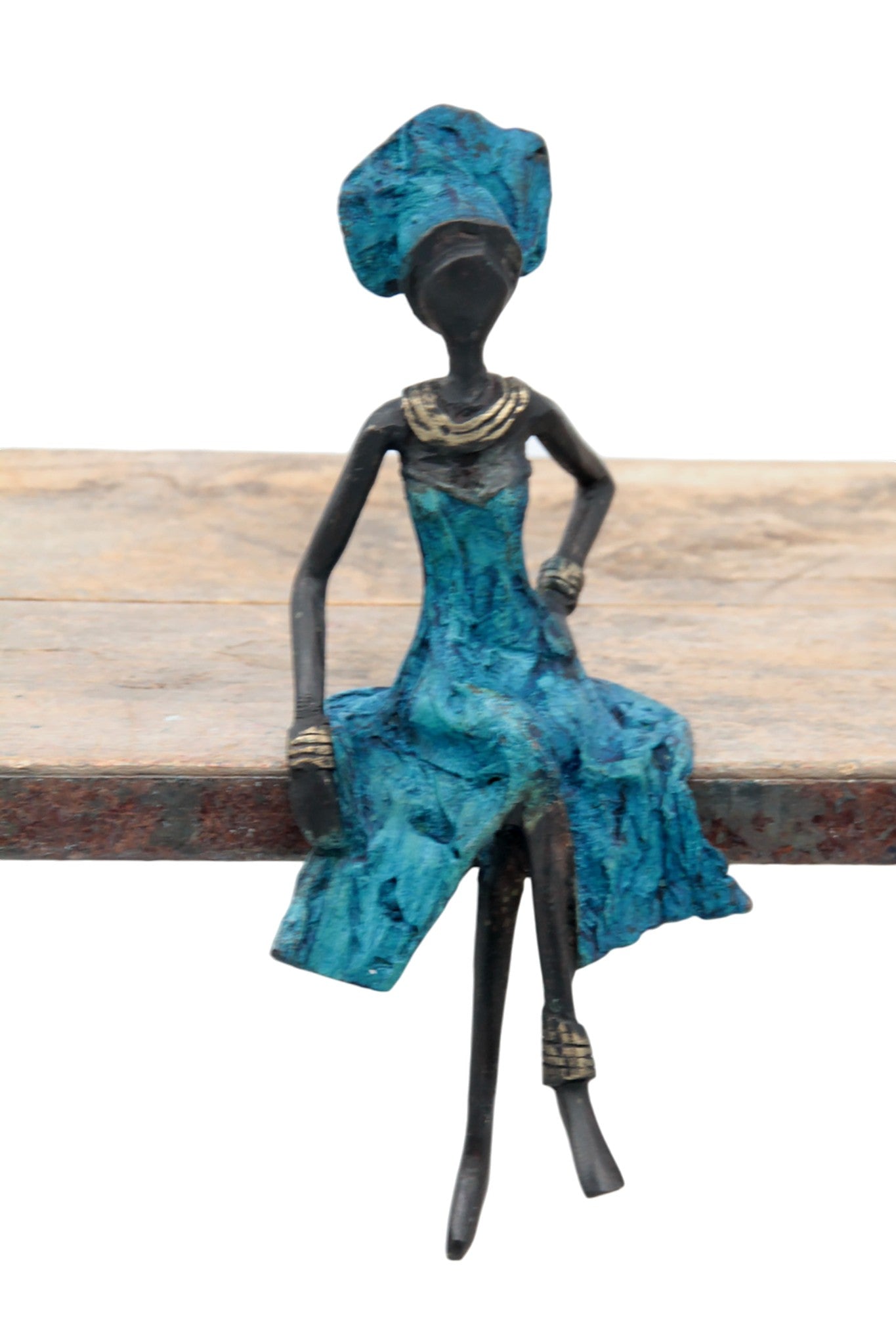 Bronze assis 20 cm bleu n°3