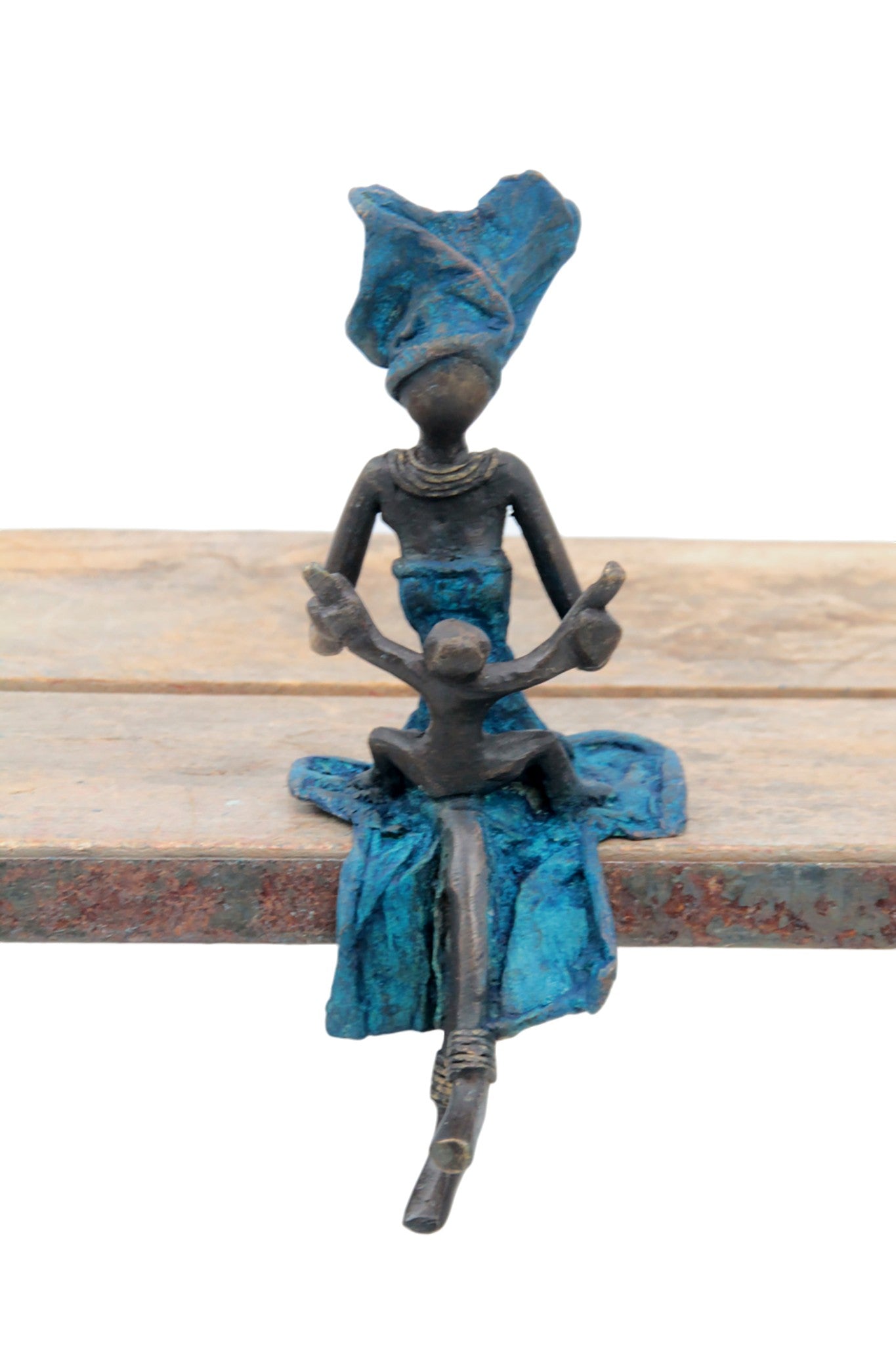 Bronze assis 20 cm bleu n°5