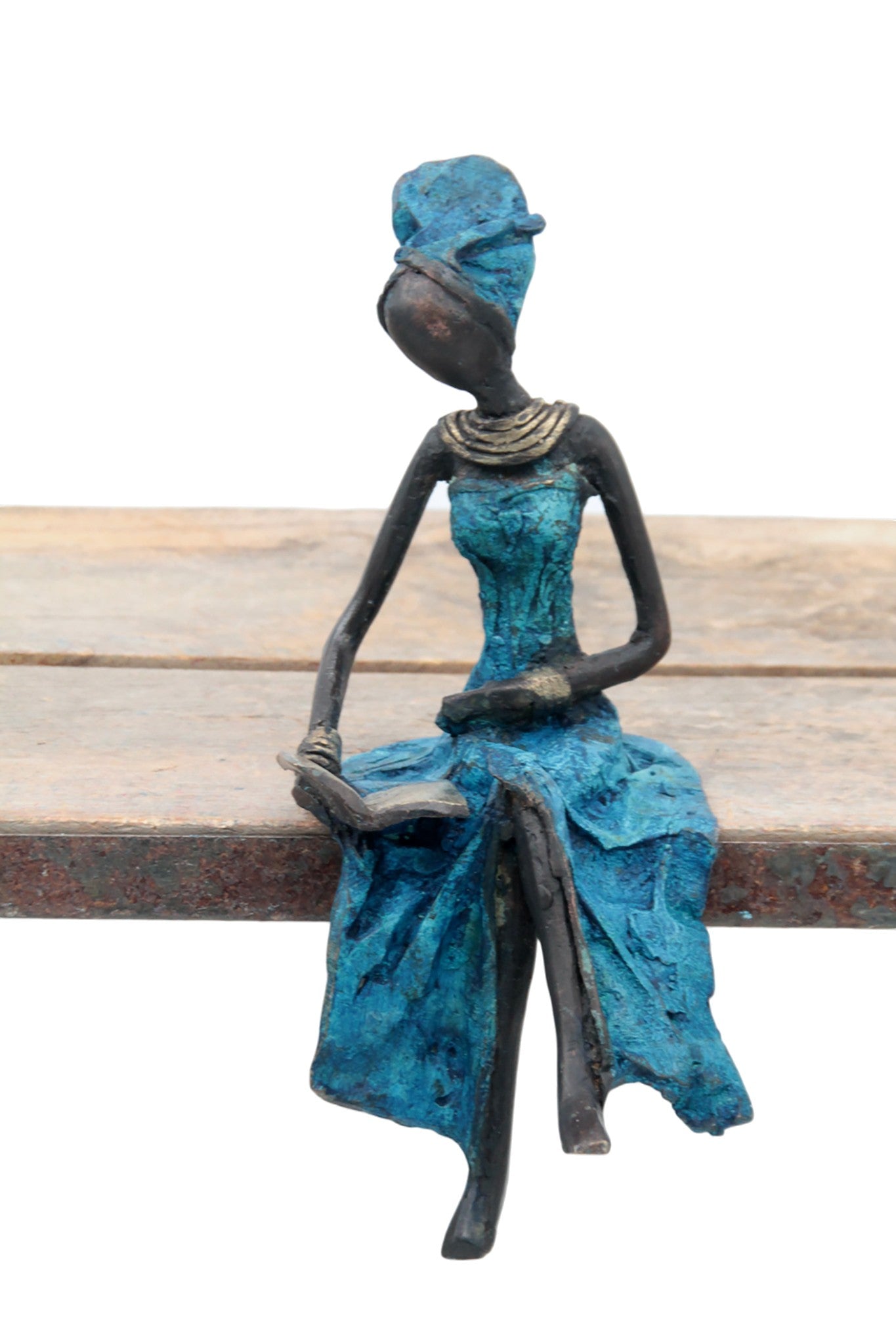 Bronze assis 20 cm bleu n°6