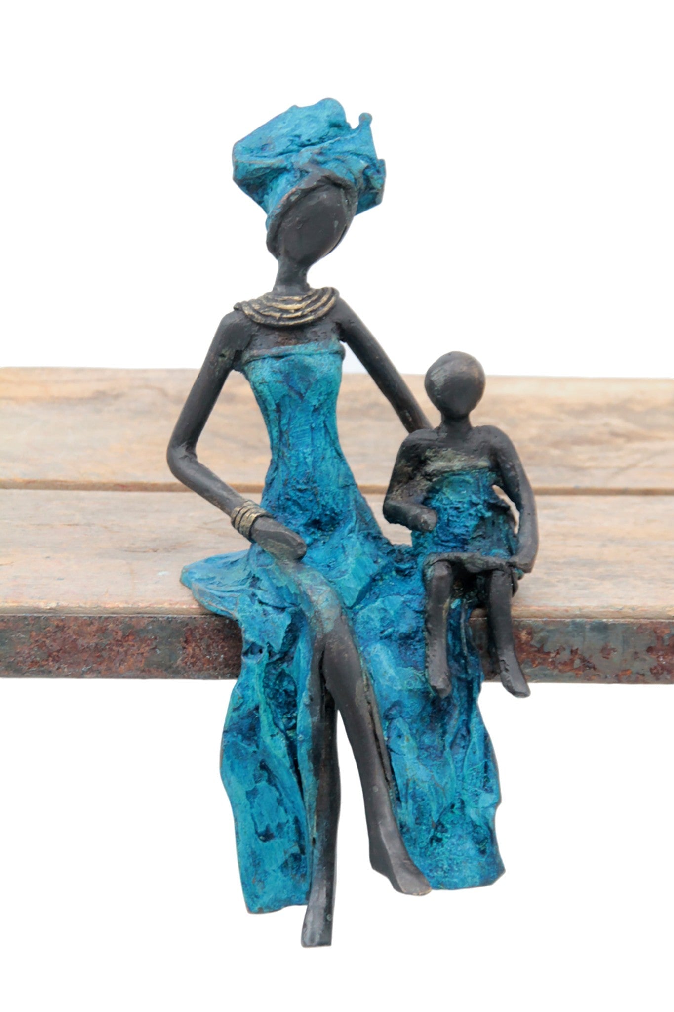 Bronze assis 20 cm bleu n°7