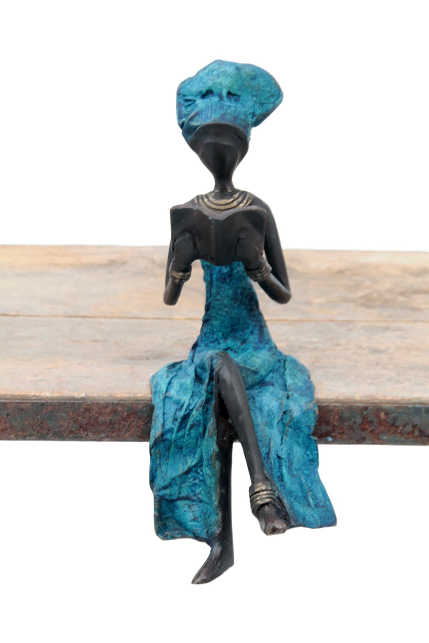 Bronze assis 20 cm bleu n°9
