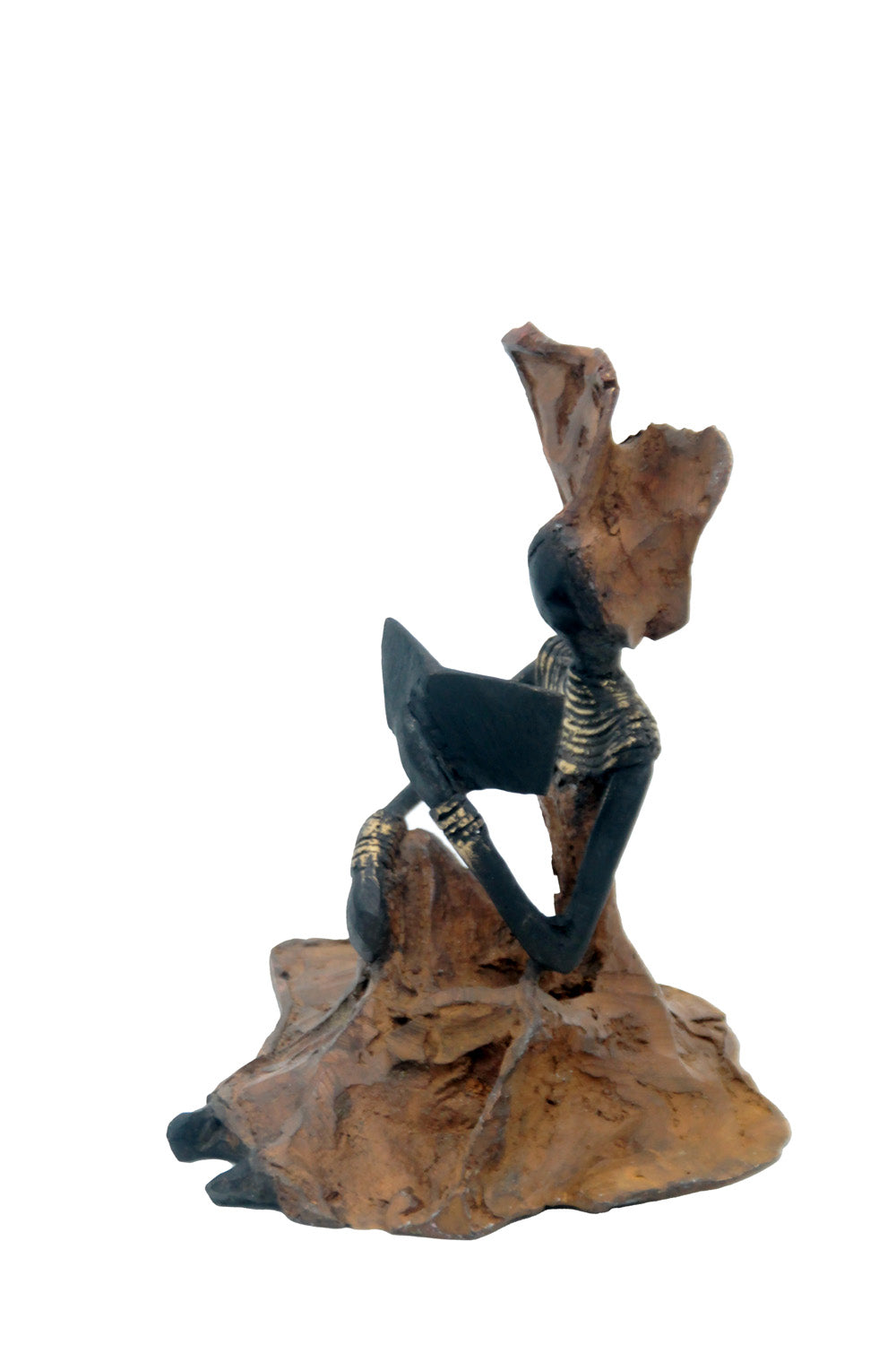 Bronze assis au sol 25 cm marron n°6 Bronzes d'Afrique