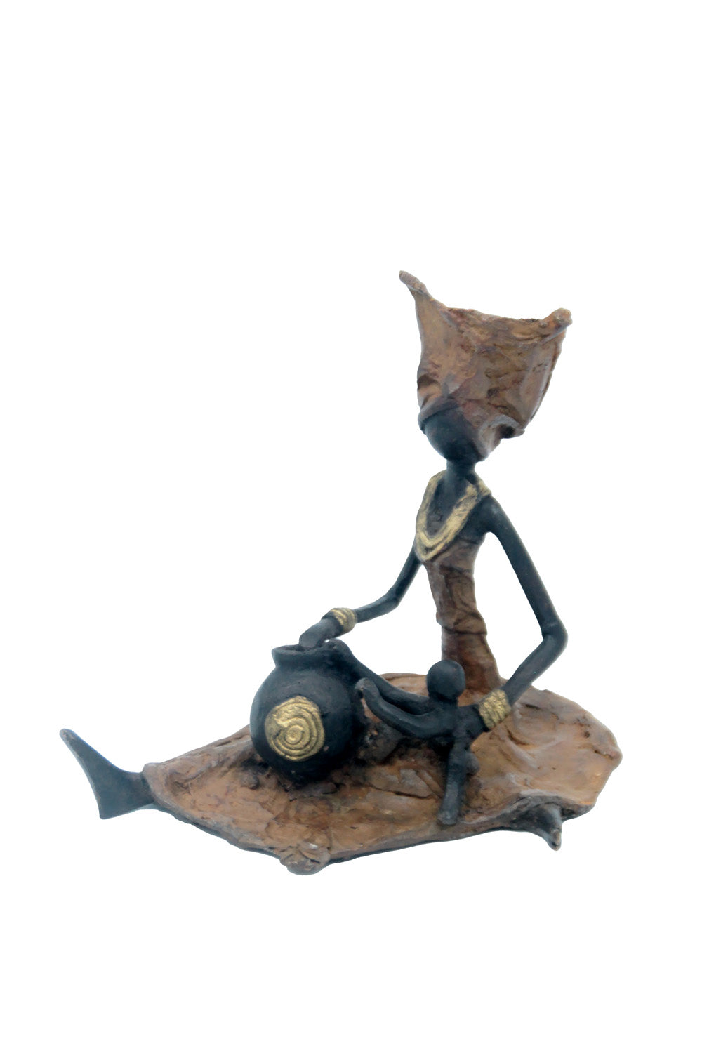 Bronze assis au sol 25 cm marron n°10 Bronzes d'Afrique