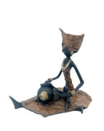 Bronze assis au sol 25 cm marron n°10 Bronzes d'Afrique