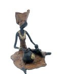 Bronze assis au sol 25 cm marron n°10 Bronzes d'Afrique