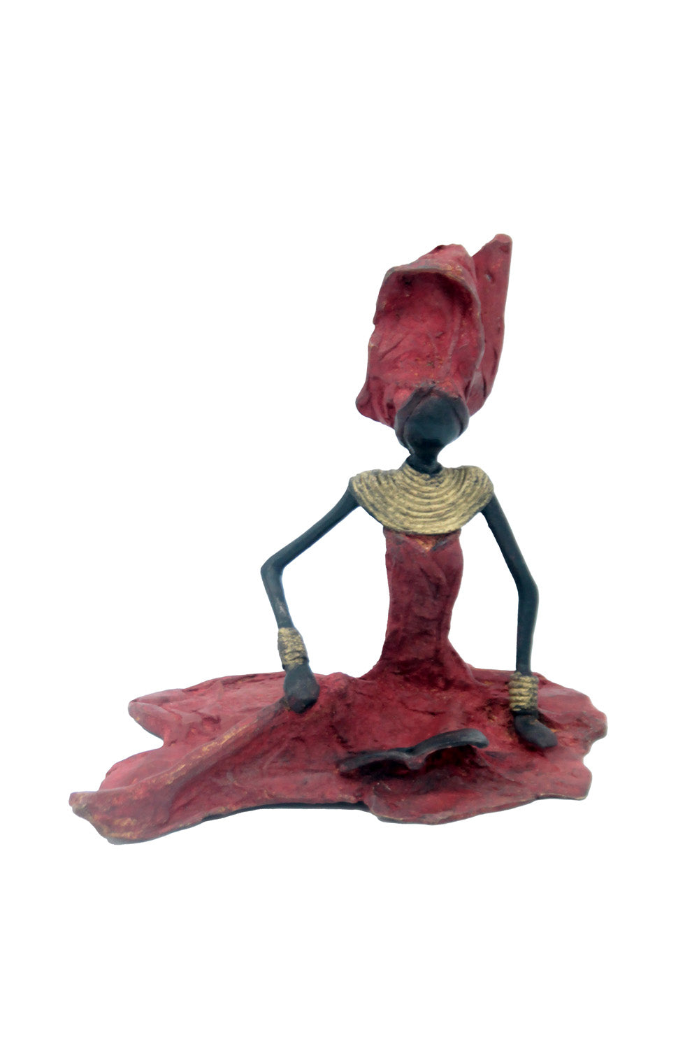 Bronze assis au sol 25 cm rouge n°1 Bronzes d'Afrique