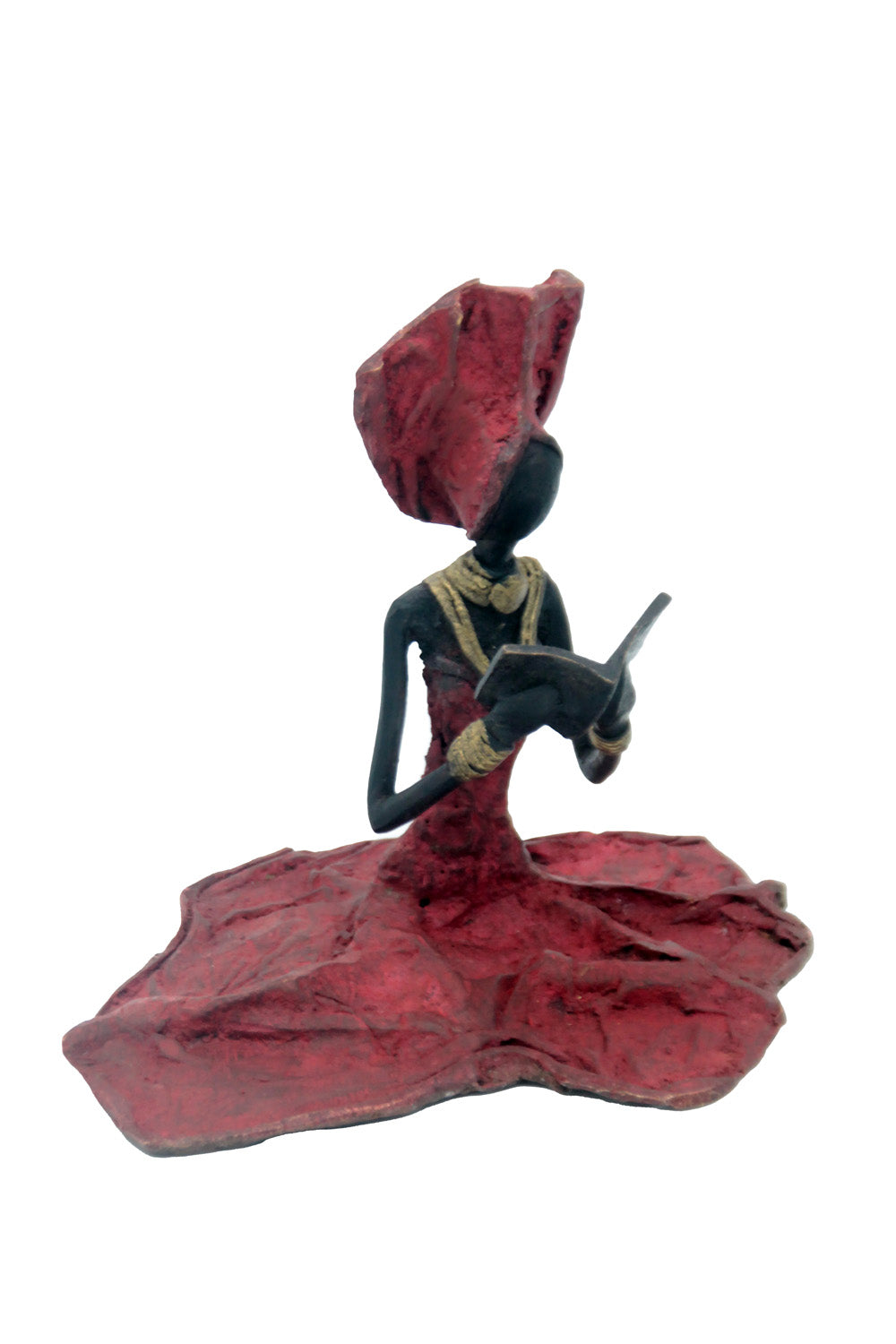 Bronze assis au sol 25 cm rouge n°6 Bronzes d'Afrique