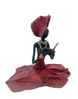 Bronze assis au sol 25 cm rouge n°6 Bronzes d'Afrique