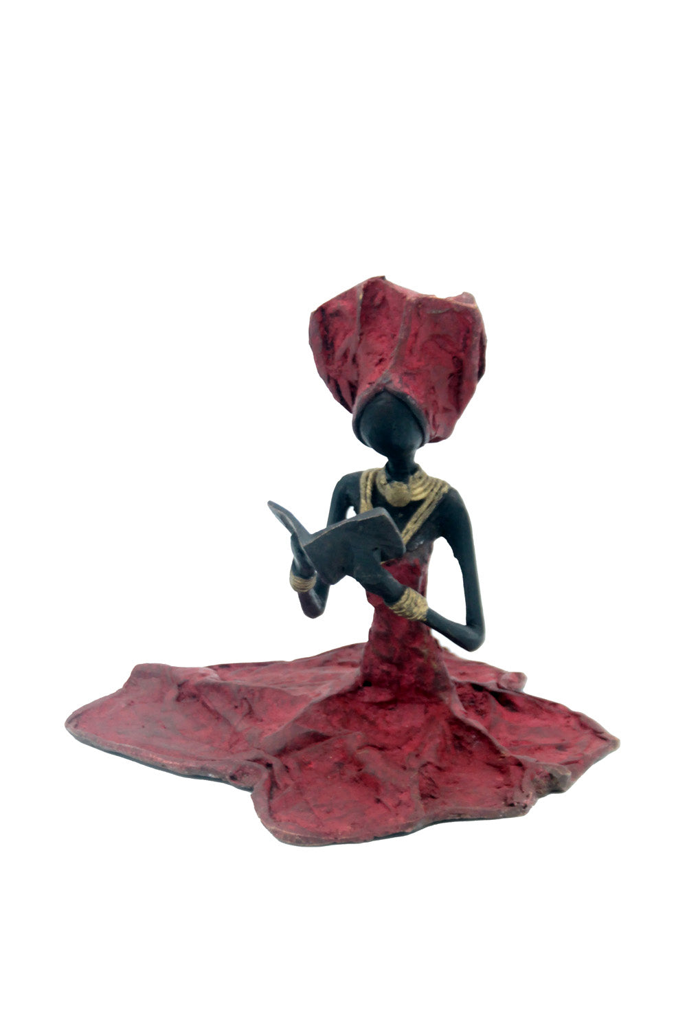 Bronze assis au sol 25 cm rouge n°6 Bronzes d'Afrique