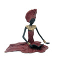 Bronze assis au sol 25 cm rouge n°8 Bronzes d'Afrique