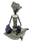 Bronze assis au sol 25 cm vert n°5 Bronzes d'Afrique