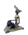Bronze assis au sol 25 cm vert n°5 Bronzes d'Afrique