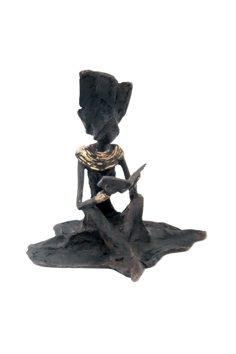 Bronze assis au sol 25 cm noir n°6 Bronzes d'Afrique