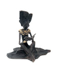 Bronze assis au sol 25 cm noir n°6 Bronzes d'Afrique