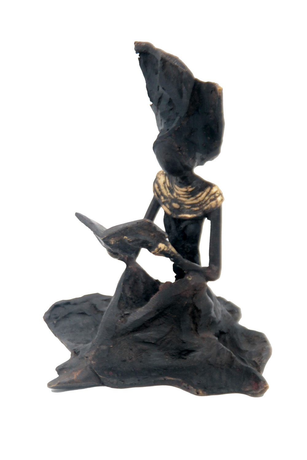 Bronze assis au sol 25 cm noir n°6 Bronzes d'Afrique