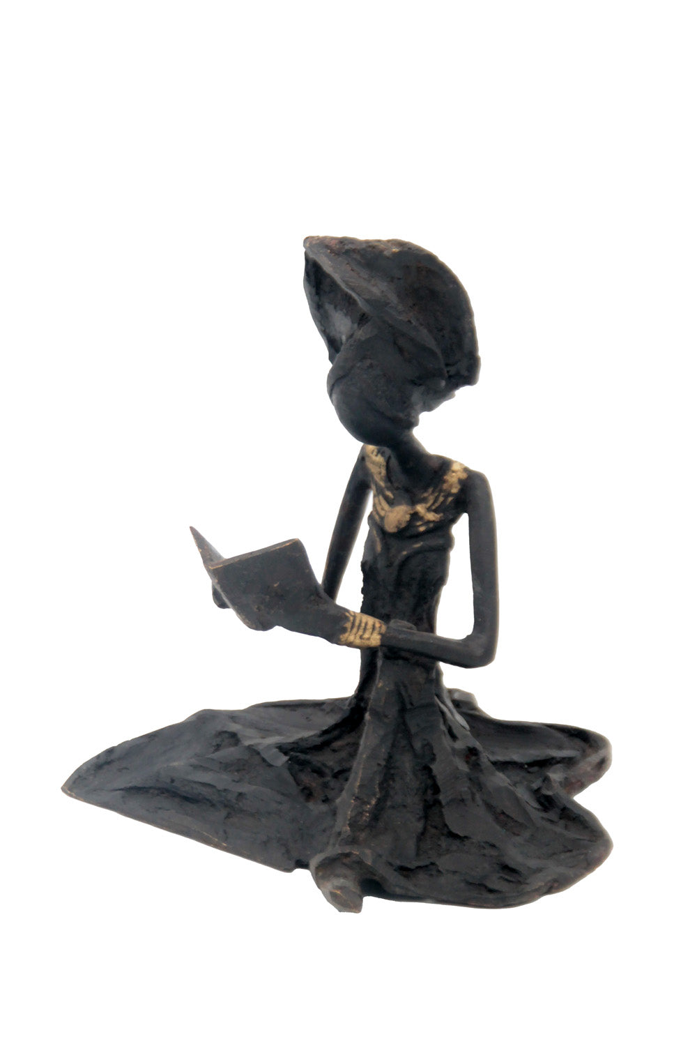 Bronze assis au sol 25 cm noir n°10 Bronzes d'Afrique