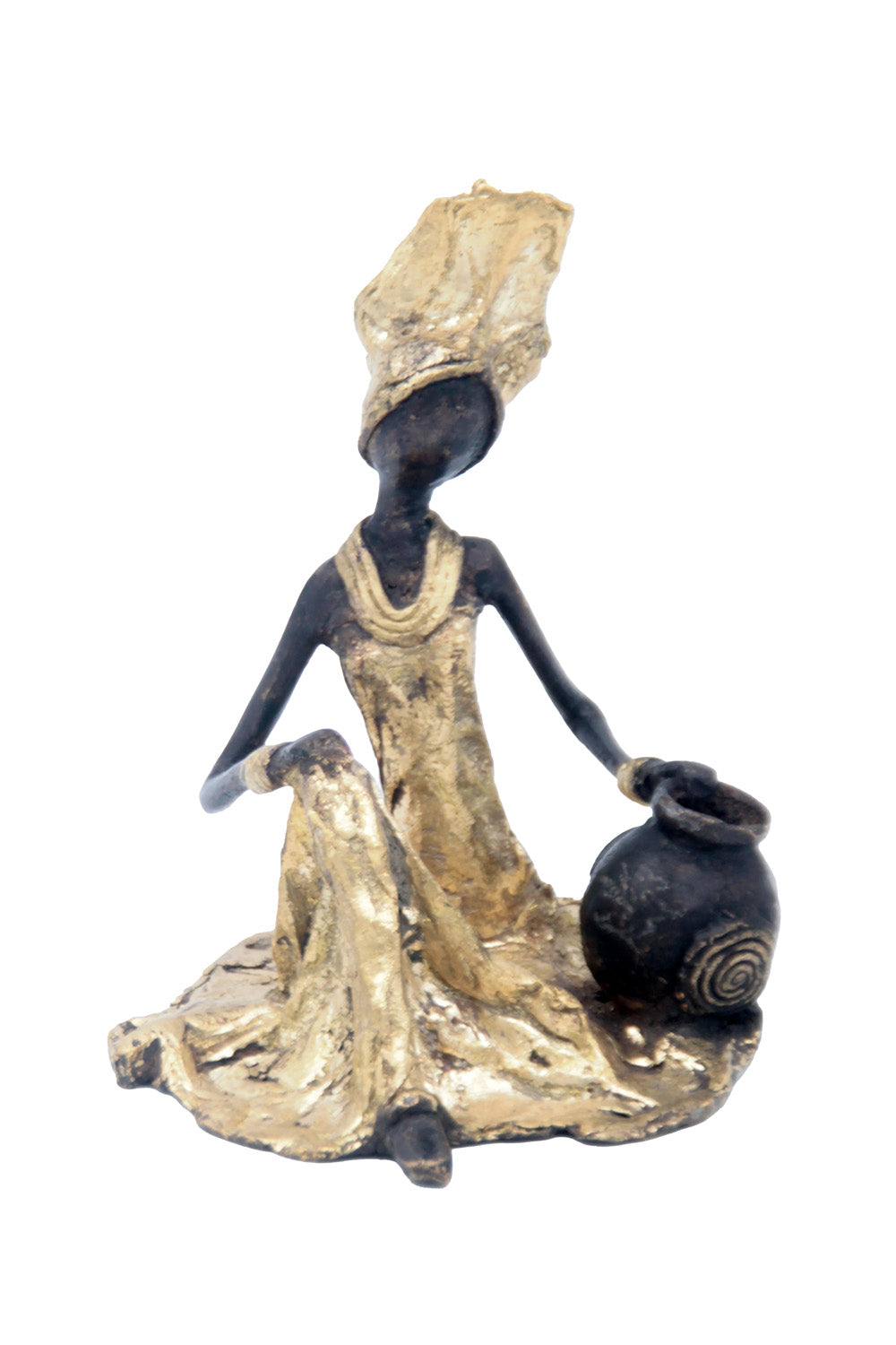 Bronze assis au sol 25 cm doré n°1 Bronzes d'Afrique