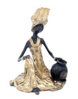 Bronze assis au sol 25 cm doré n°1 Bronzes d'Afrique