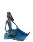 Bronze assis au sol 25 cm bleu n°1 Bronzes d'Afrique