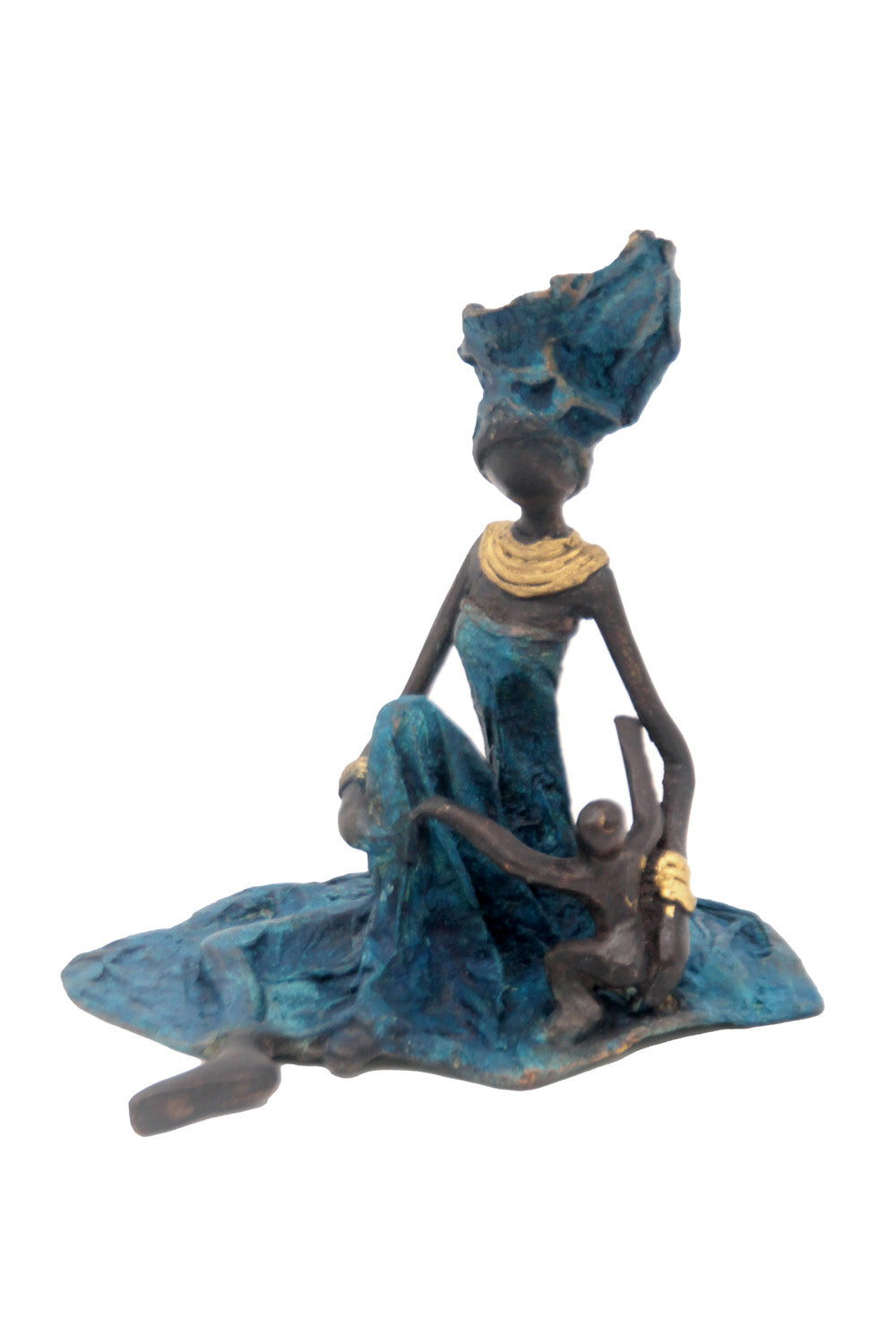 Bronze assis au sol 25 cm bleu n°3 Bronzes d'Afrique