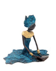 Bronze assis au sol 25 cm bleu n°9 Bronzes d'Afrique