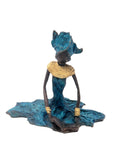 Bronze assis au sol 25 cm bleu n°9 Bronzes d'Afrique